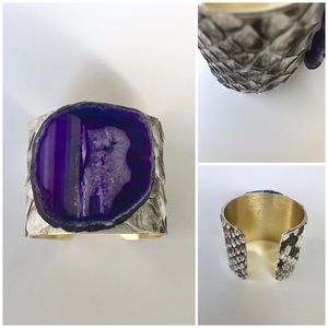 Wide Python and Agate cuff Bracelet